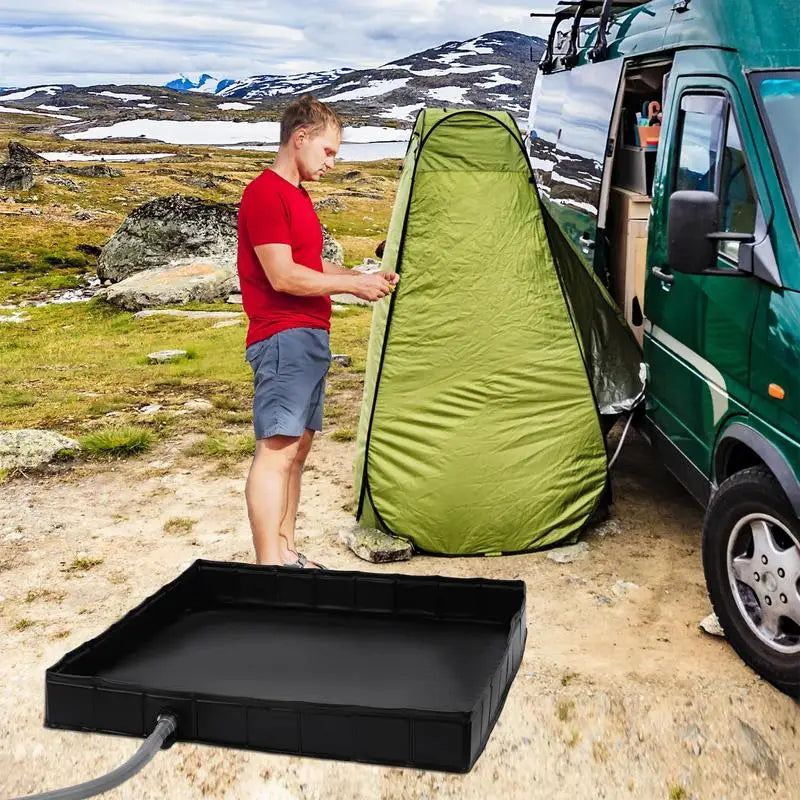 Foldable Shower Base Portable Shower Pan With Drain Pipe