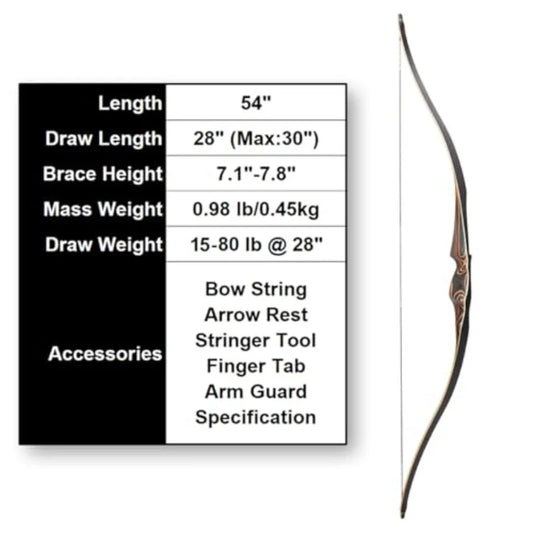 Outdoor Archery 54 Traditional Bow Hunting Recurve Bow RH or LH orientation