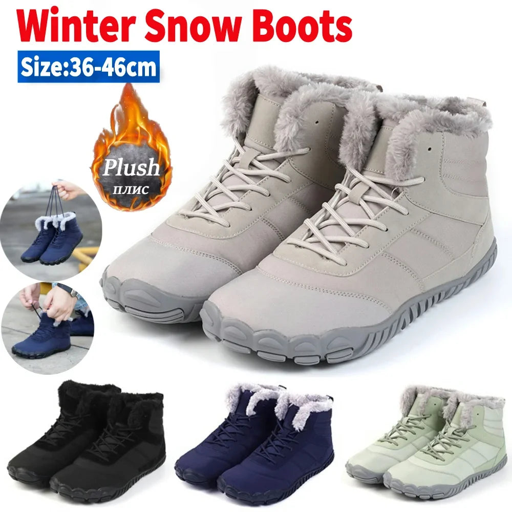Winter Barefoot Shoes Warm Lined Snow Shoes for Women / Men Trainers Waterproof Running Shoes