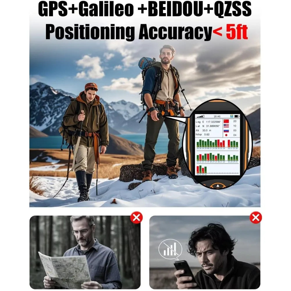 GPS Handheld Navigator, Portable Hiking GPS Multi-GNSS Support