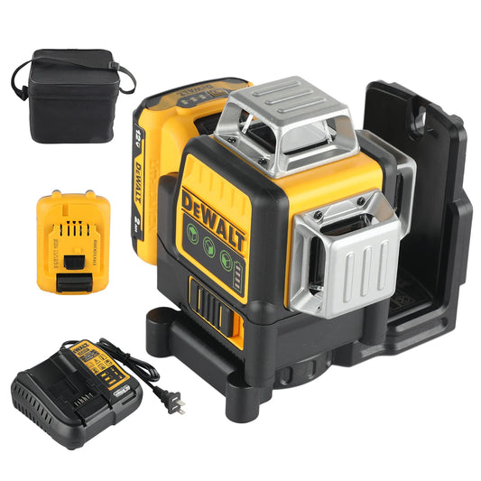 12-Line Green Beam Laser Level - 360° 3-Side Coverage, 12V Li-Ion