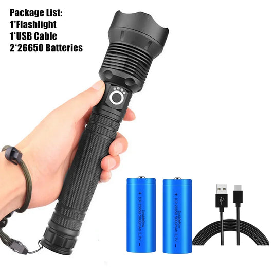 USB Powerful xhp70.2 Flashlight Torch Super Bright Rechargeable Zoom LED Tactical Torch xhp70
