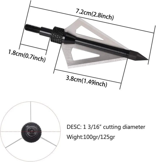 Hunting Broadheads 3 Blades Archery Broadheads 100 Grain 12 Pack Screw Arrow Heads Arrow Tips for Crossbow Compound Bow