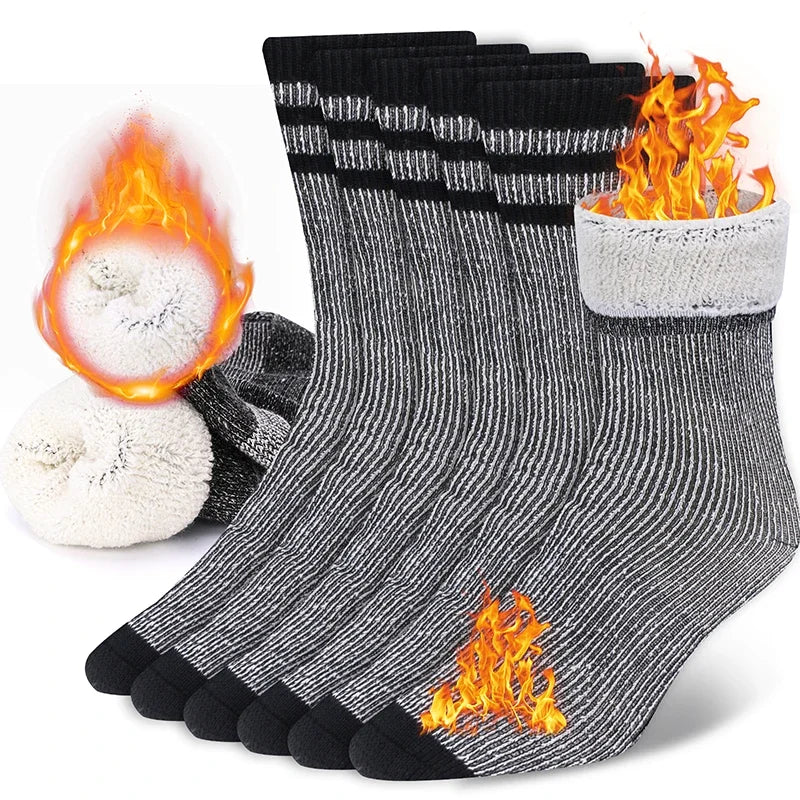 3 Pairs Men/Women Merino Wool Crew Socks Thickened Thermal