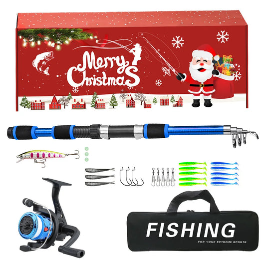 Fishing Pole Set Full Kits Telescopic Fishing Rod and Reel Combo