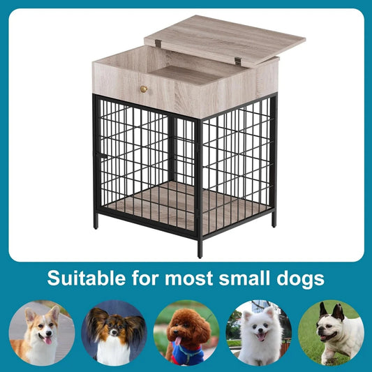 Dog Crate Dog Kennel Nightstand with Drawer Pet Cage