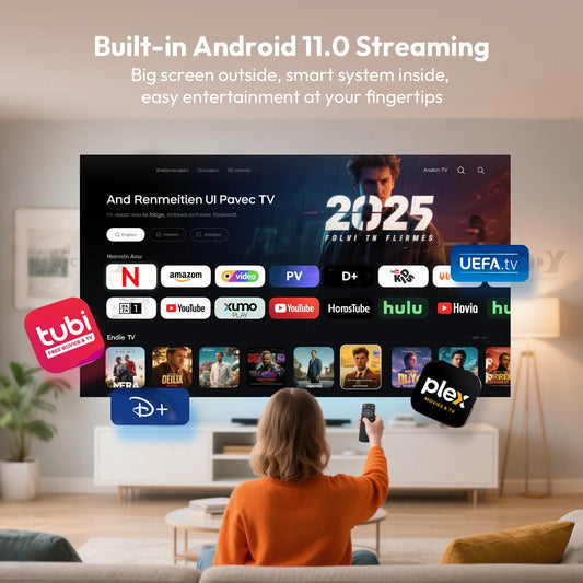 4K 1080p LED Projector Home Theater w/ 12000 Lumens and WiFi 6 Bluetooth 5.0