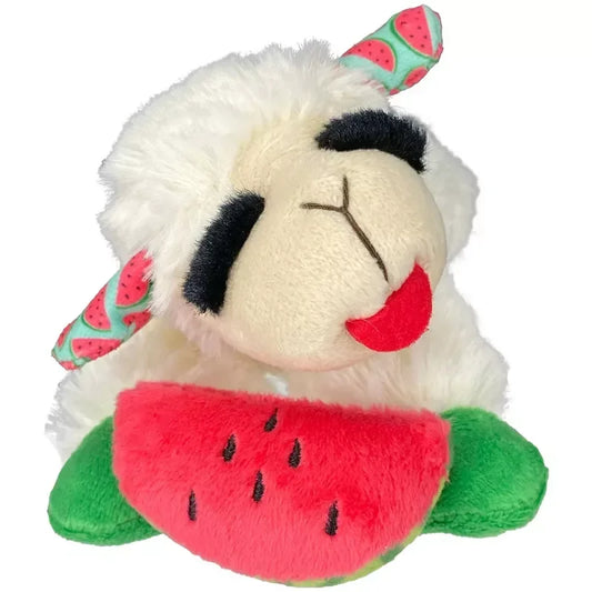 Lamb Chop Plush Dog Toy with Watermelon 8 Inch Squeaky Soft Chew Toy