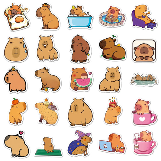 100Pcs Capybara Stickers Waterproof Decals