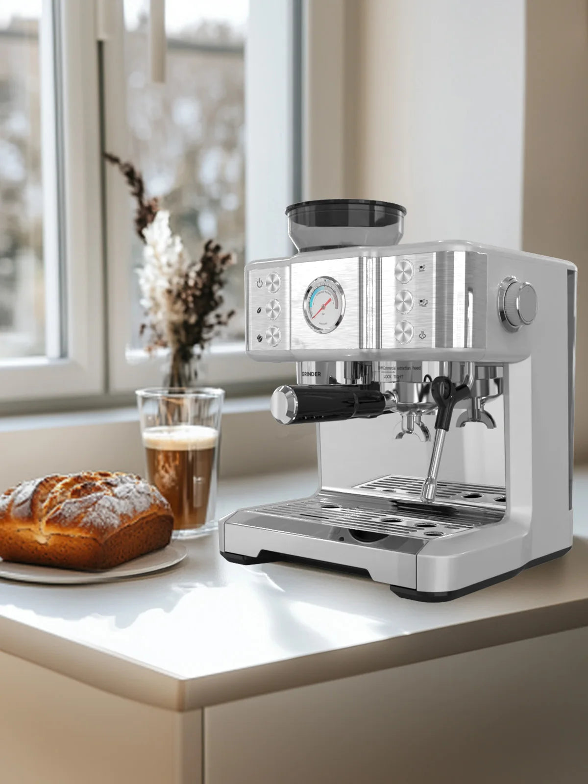 SEJOY CM7000 Espresso Machine with Built-in Grinder Fully Automatic Coffee Maker 20 Bar Professional Milk Frother