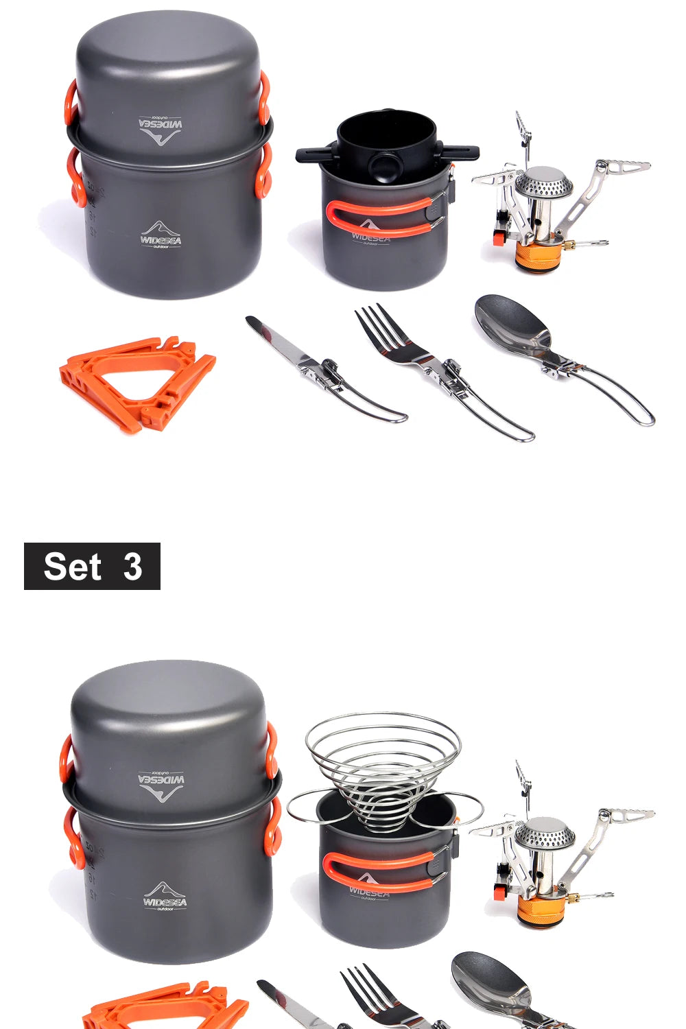 Camping Cookware Set Outdoor Tableware Supplies Burner Stove Folding Knife Fork