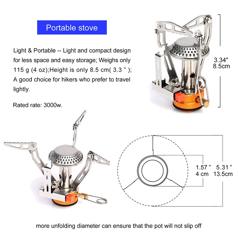 Camping Cookware Set Outdoor Tableware Supplies Burner Stove Folding Knife Fork