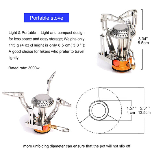 Camping Cookware Set Outdoor Tableware Supplies Burner Stove Folding Knife Fork