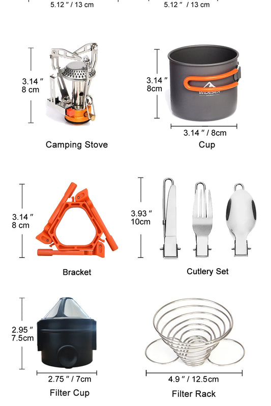 Camping Cookware Set Outdoor Tableware Supplies Burner Stove Folding Knife Fork