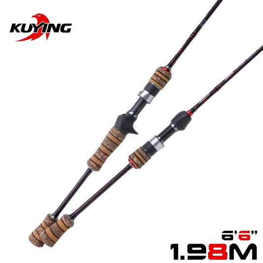 1.98m 6'6'' Baitcasting Casting Spinning Lure Fishing Rod Carbon Medium Fast Action