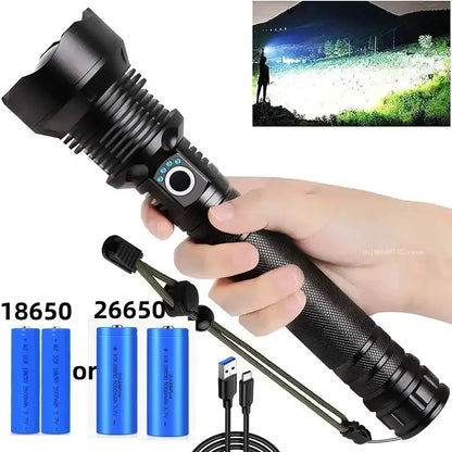 USB Powerful xhp70.2 Flashlight Torch Super Bright Rechargeable Zoom LED Tactical Torch xhp70