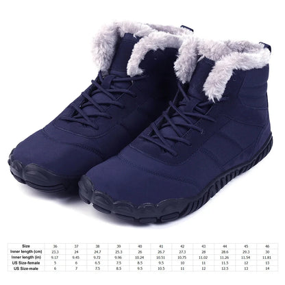 Winter Barefoot Shoes Warm Lined Snow Shoes for Women / Men Trainers Waterproof Running Shoes