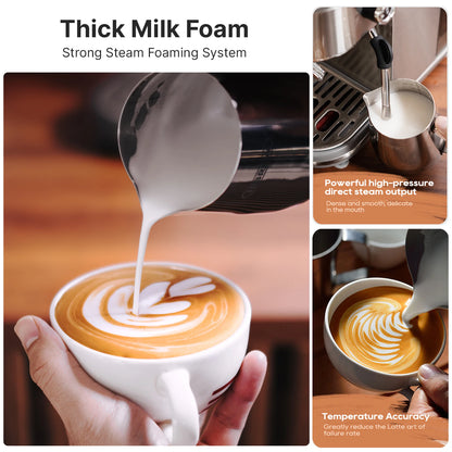 Espresso Coffee Machine Semi-Automatic Adjustable Temperature & Cup Volume Removable Water Tank