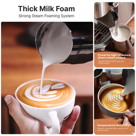 Espresso Coffee Machine Semi-Automatic Adjustable Temperature & Cup Volume Removable Water Tank