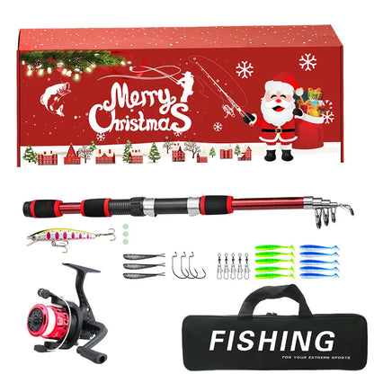 Fishing Pole Set Full Kits Telescopic Fishing Rod and Reel Combo