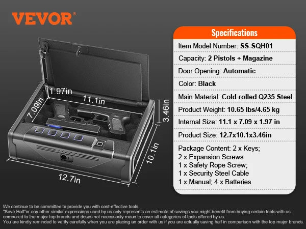 Biometric Safe 3-Way Quick Access
