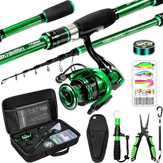Fishing Rod and Reel Combo, Graphite Telescoping Fishing Pole Collapsible with Carrier Bag