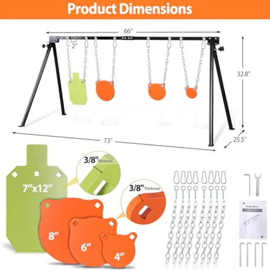 AR500 Steel Targets Stand Kit for Rifle and Pistol Training: 3 8 Thick 4 6 8 Gong Targets and 7x12 Torso Target