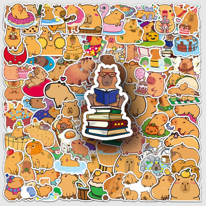 100Pcs Capybara Stickers Waterproof Decals