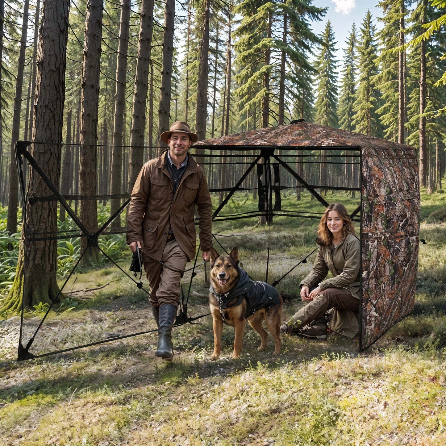 360 Degree See Hunting Blind Side Fully Open Door for 2-3 Person Hunting Stool