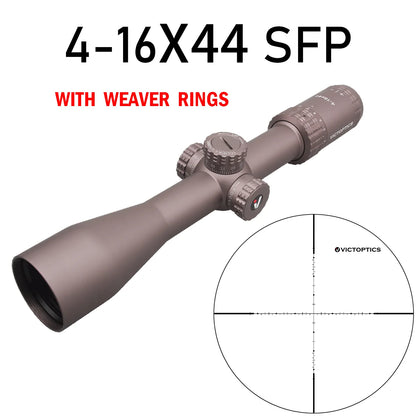 4-16x44 FFP SFP Riflescope FDE with Turret Lock Feature Edge-to-Edge Image MDL Long Eye Relief