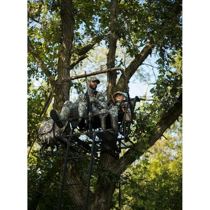 XTL 20 Foot Tall Climbing Safety System 2 Person Seat Deer Hunting Ladder Tree Stand with Flip Up Shooting Rail