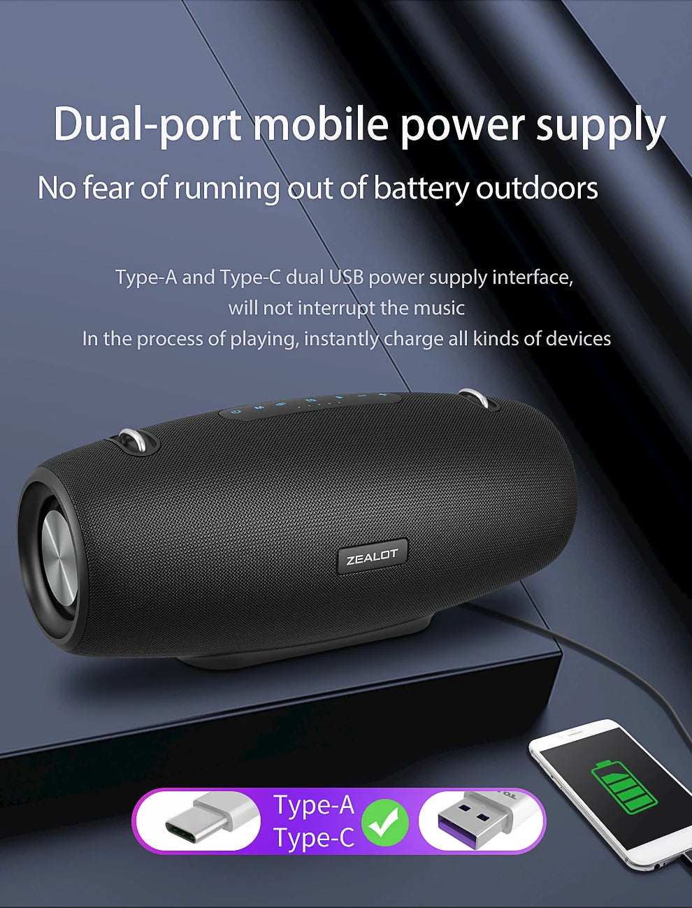 Wireless Speaker WithShoulder Strap,Outdoor,Waterproof,Portable