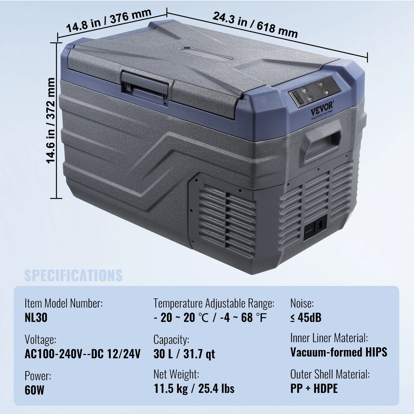 Car Refrigerator  12 Volt Car Refrigerator Fridge  37 L -4℉-68℉ 12/24V DC and 100-240V AC for Camping and RV