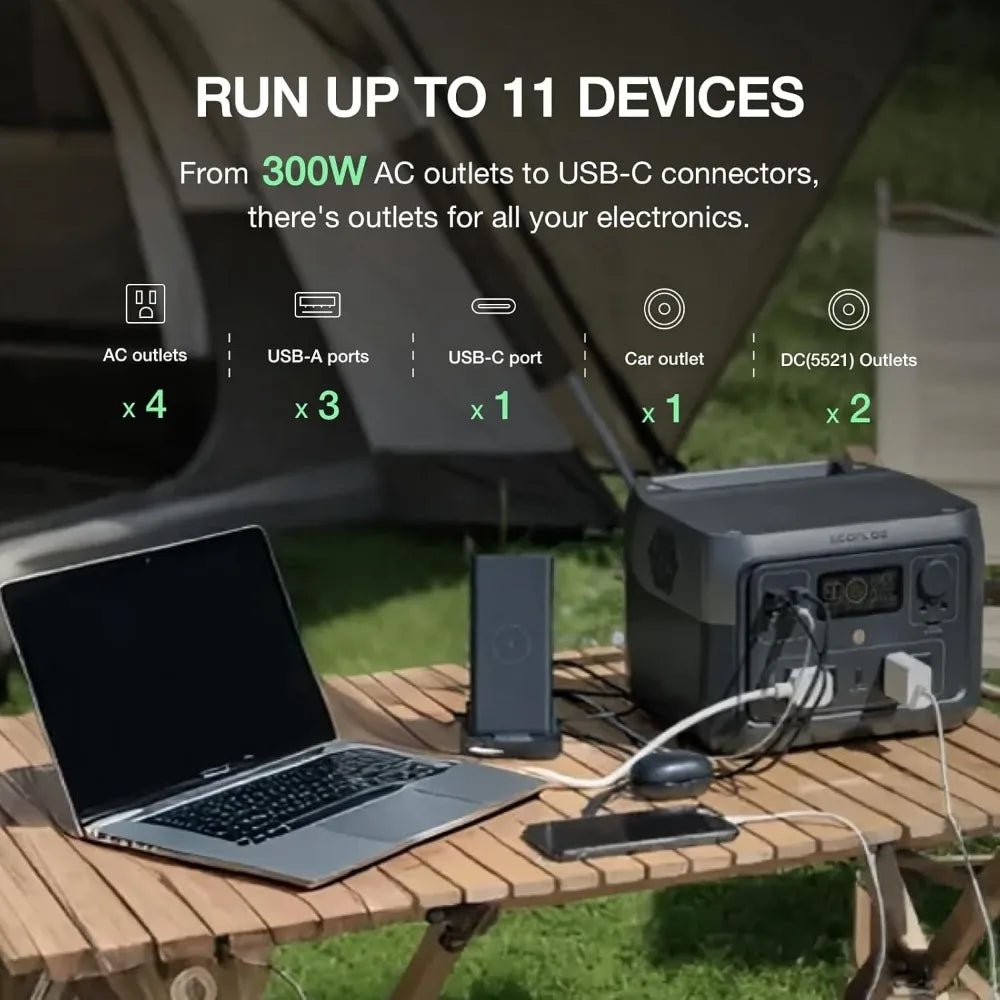 ECOFLOW Portable Power Station River 2 Max 500, 499Wh LiFePO4 Battery/ 1 Hour Fast Charging, Up to 1000W Output Solar Generator