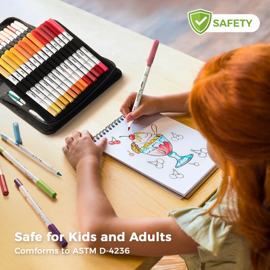 Water-based Coloring Markers Dual Brush Fine liner Tips Markers Coloring Books