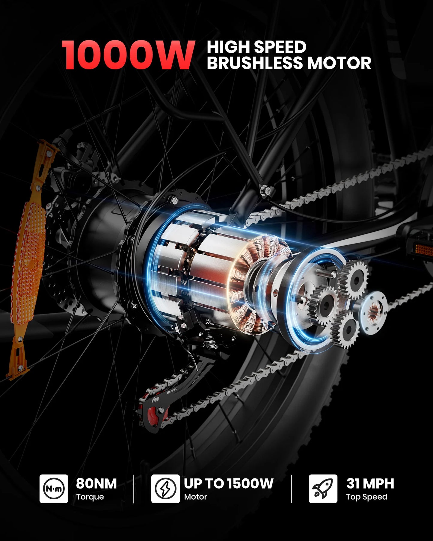 Electric Bike for Adults 1000W Electric Bicycle 48V 15AH E Bike 26" Fat Tire Mountain 31mph Dual Shock Absorber