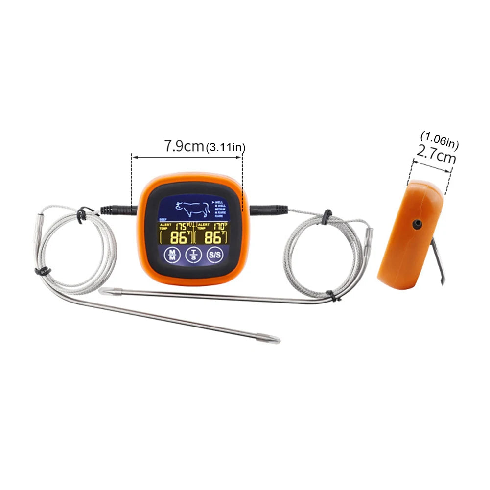 Digital Meat Kitchen Thermometer Touch Screen Waterproof Oven Cooking BBQ Temperature Meter Timer Mode for Grilling BBQ Cooking