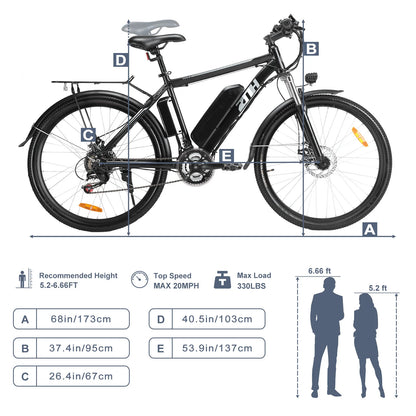 1000W Peak 48V Electric-Bike with Removable Battery