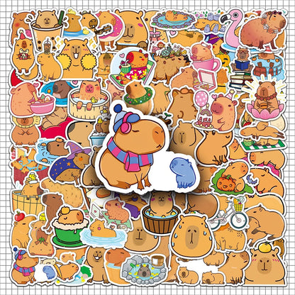 100Pcs Capybara Stickers Waterproof Decals
