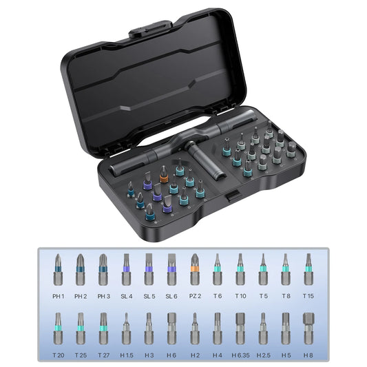 Multifunction Ratchet Screwdriver w/Multi Magnetic Bits Mini Repair Tool Kit