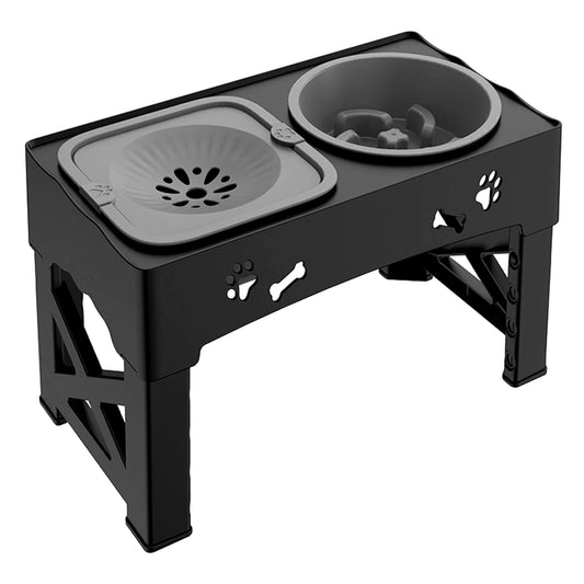 3 In 1 Pet Feeder Slow Feed Bowls Double Bowls Foldable With 5 Adjustable Height Suitable For Pets