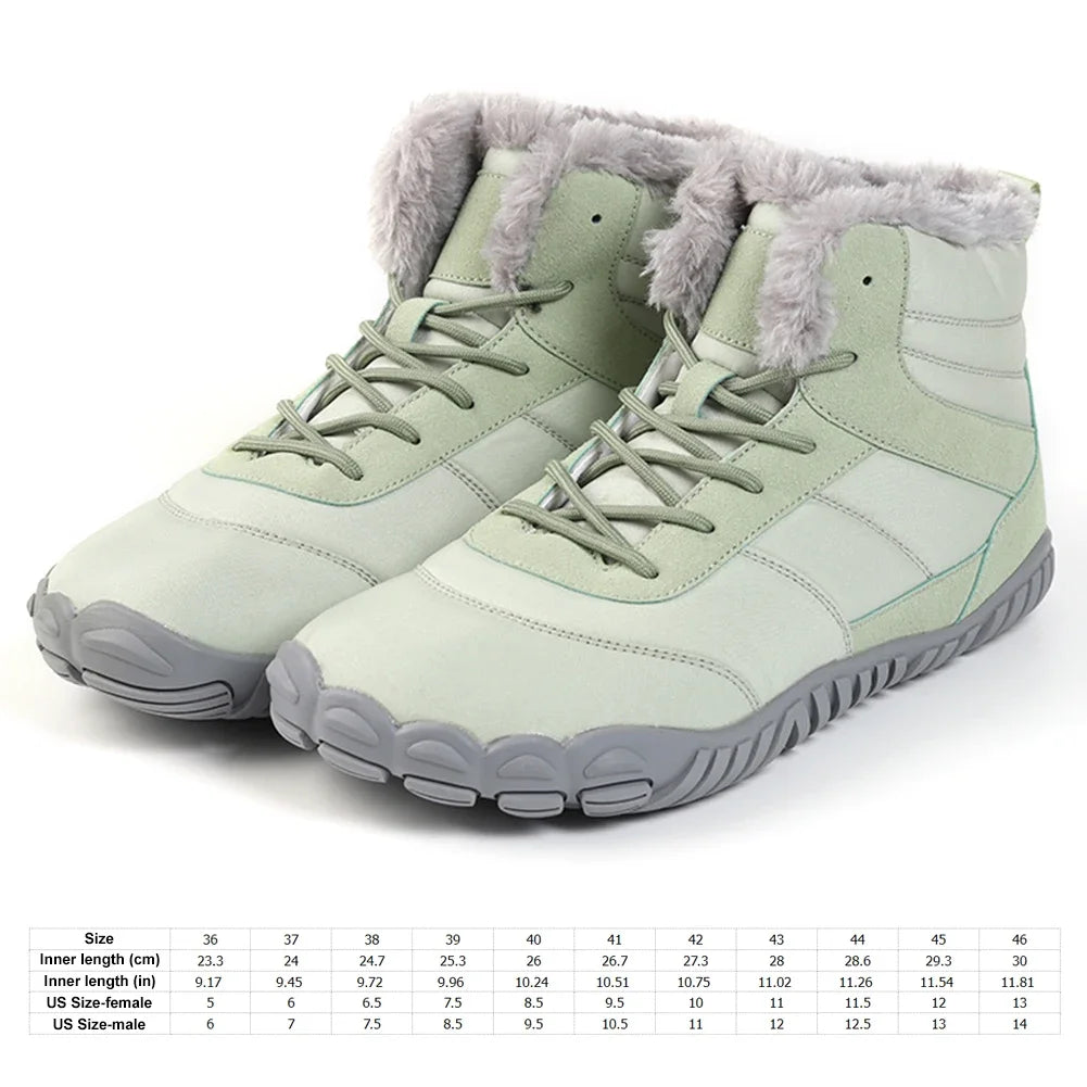 Winter Barefoot Shoes Warm Lined Snow Shoes for Women / Men Trainers Waterproof Running Shoes