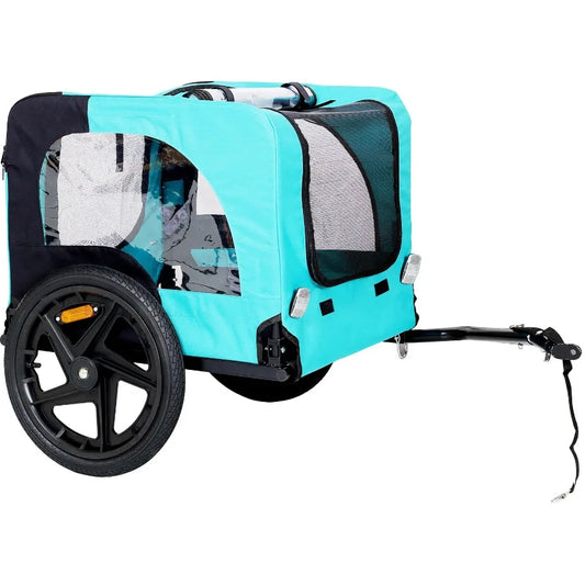 Light Green Foldable Pet Stroller Carriers Bicycle Trailer