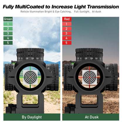 1-5X24 Tactical Optical Rifle Scope Red and Green Illuminated Reticle