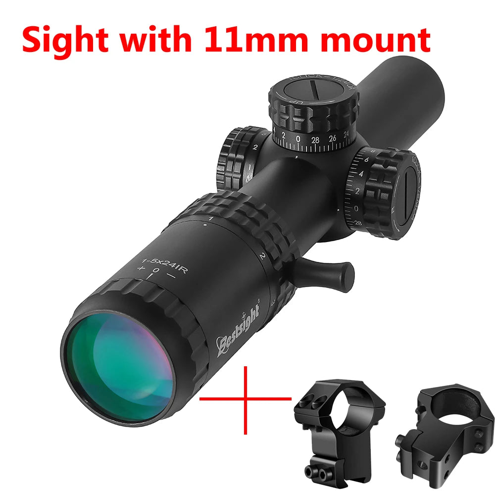 1-5X24 Tactical Optical Rifle Scope Red and Green Illuminated Reticle