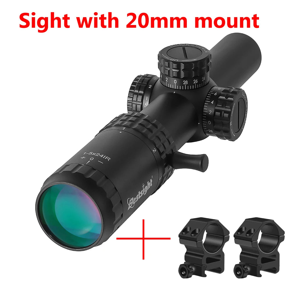 1-5X24 Tactical Optical Rifle Scope Red and Green Illuminated Reticle