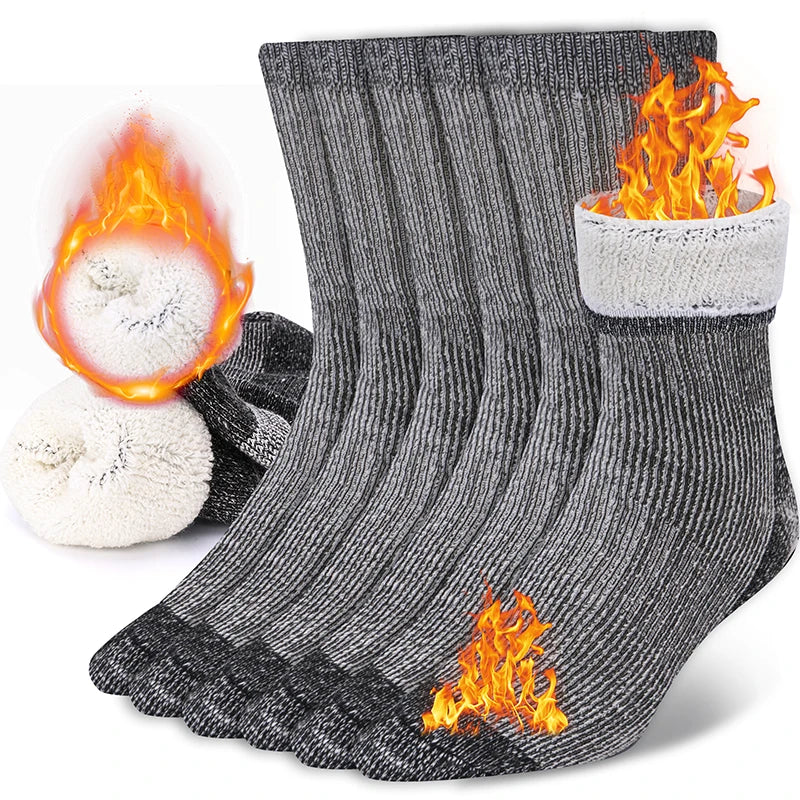 3 Pairs Men/Women Merino Wool Crew Socks Thickened Thermal