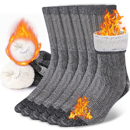 3 Pairs Men/Women Merino Wool Crew Socks Thickened Thermal