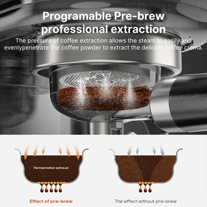 Espresso Coffee Machine Semi-Automatic Adjustable Temperature & Cup Volume Removable Water Tank