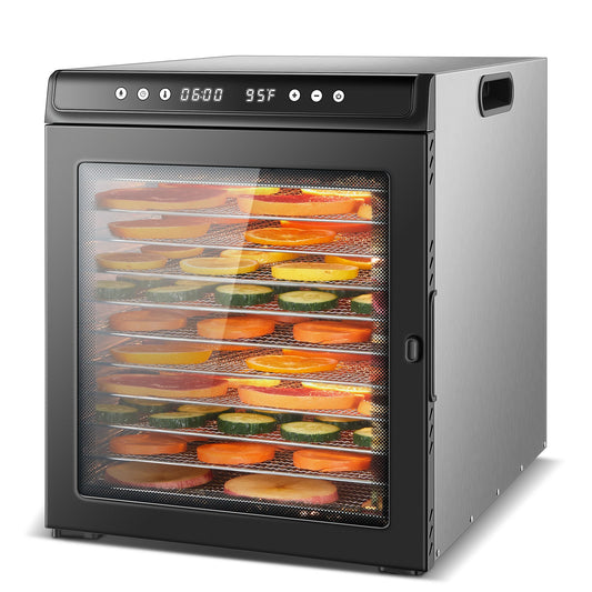 12-Tray 1300W Commercial Grade, 360° Even Drying for Jerky/Fruits, ETL Certified with 72H Timer Food Dehydrator